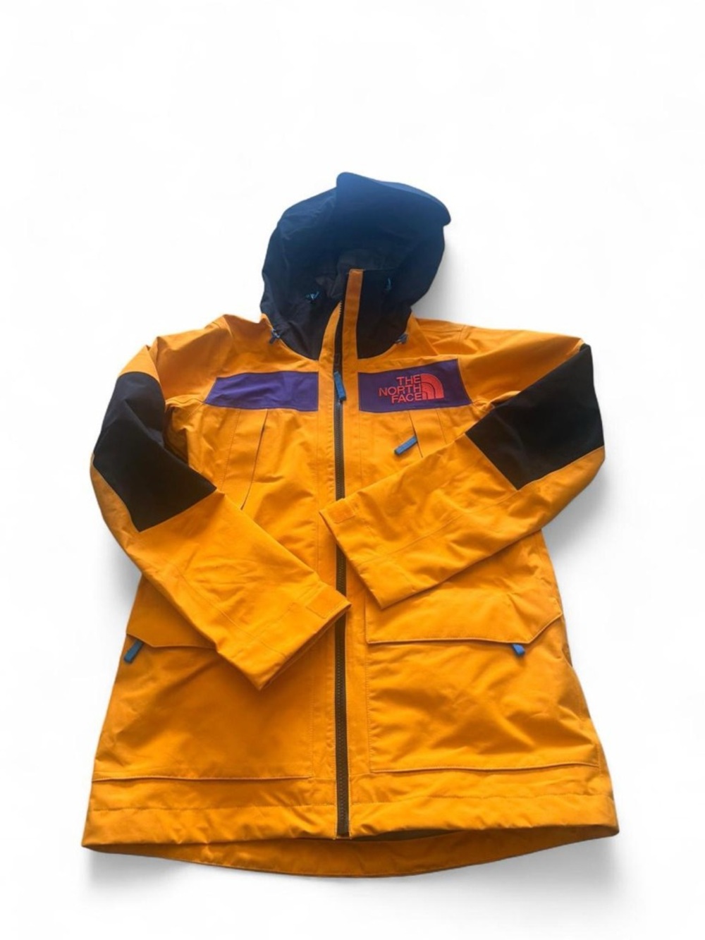 The North Face Yellow and Black Ski Snow Jacket with Purple Accent